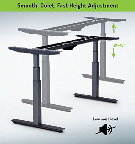RISE UP Electric Adjustable Height Width Standing Desk Legs Frame Base. Ergonomic motorized sit to stand up home commercial office table. Dual 2 Motors. 4 Programmable Memory. Black - Thumbnail 2