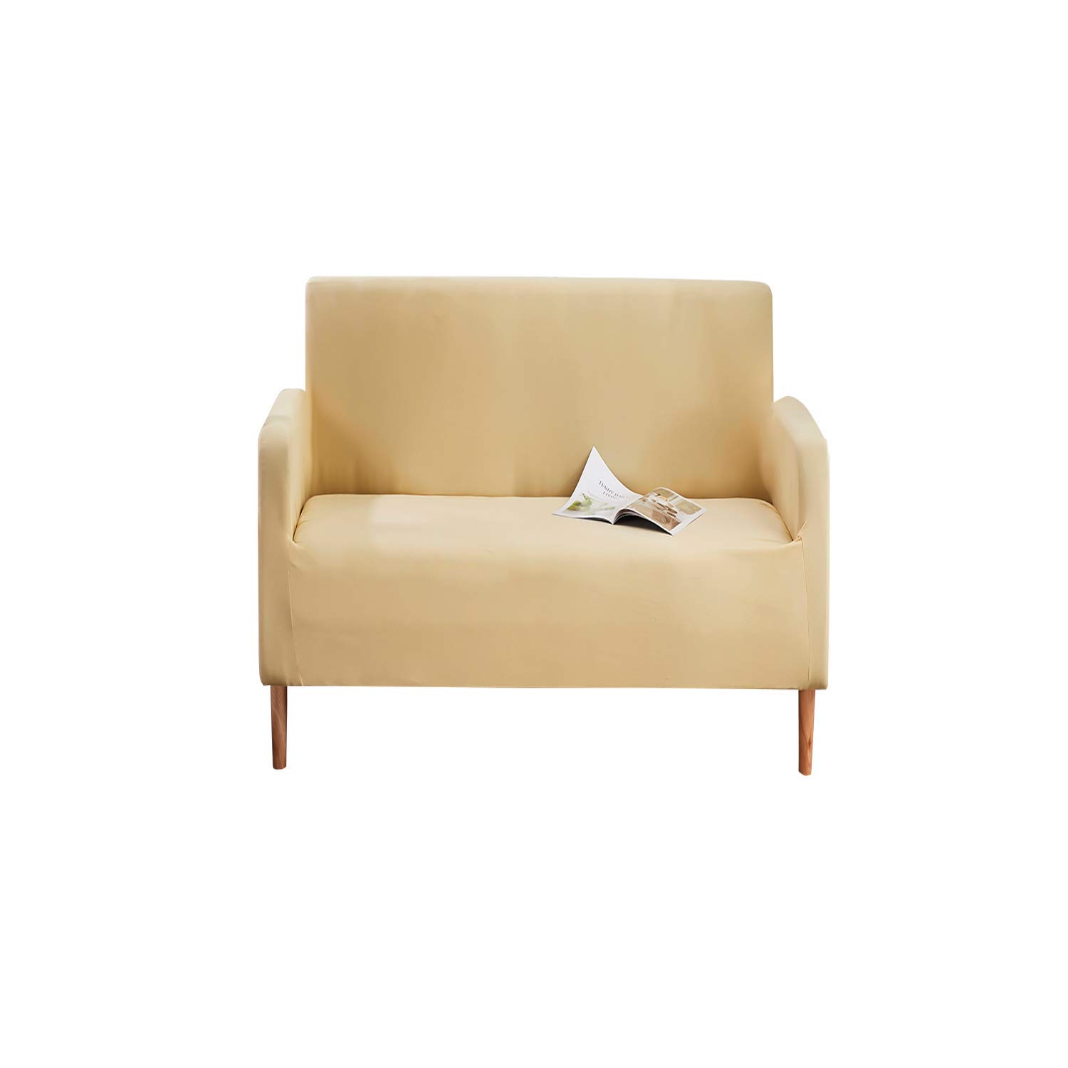 Trimming Shop 2 Seater Super Stretchy Loveseat Couch Slipcovers For Living Room Non Slip Sofa Cover Furniture Protector Simple to Fit and Machine Washable, Ivory