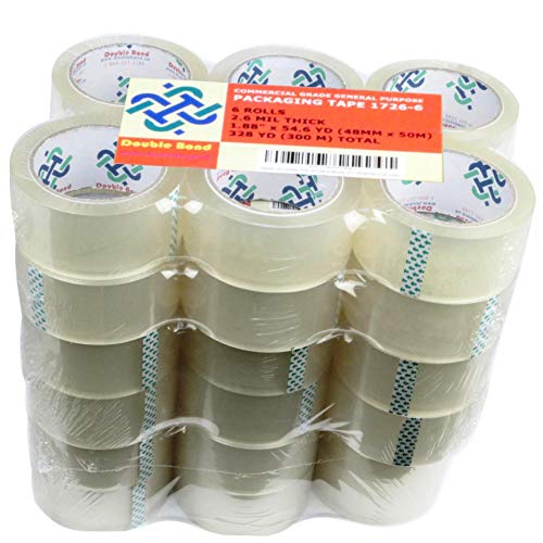 Thick (2.6 Mil) Double Bond Commercial Grade Packing Tape, 1.88"x 54.6 Yds (48mm x 50m) Clear (R636), 36 Rolls