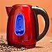 OVENTE Electric Kettle, 1.7L Stainless Steel Water Heater and Boiler for Coffee or Tea with BPA Free & Cordless Body, Auto Shut-Off, Boil-Dry Protection, LED Light and Removable Filter, Red KS96R