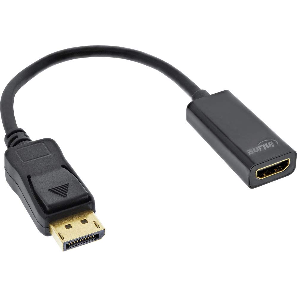 InLine® DisplayPort to HDMI Adapter Cable with Audio DisplayPort Male to HDMI Female 4K / 30 Hz Black 0.15 m