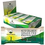 Keto Bars - Grass Fed Collagen with Organic Almond Butter.12 Pack Keto Protein Bar Snacks No Gluten and 1g Sugar. 4 Delicious Flavors Ketogenic + Paleo Perfect Snack Bar. Chocolate Chip Cookie Dough