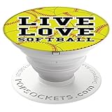 PopSockets Brave New Look  Live Love Softball  PopSockets Cell Phone Stand for Smartphone/Tablet