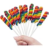 Rainbow Twisty Lollipops - 24 Unicorn Suckers Individually Wrapped Bulk - Great for Candy Buffet - Baby Shower - Birthday Party Favor Candy - Goodies for Kids and Adults