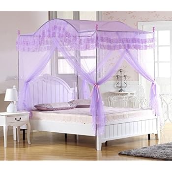 Amazon.com: Full Size White eyelet Ruffled Canopy Top ...