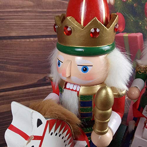 12 inch Wooden Nutcracker Rocking Horse,Decorative Christmas Nutcracker Crafts Ornaments Shelf or Table Decor - Thumbnail 3