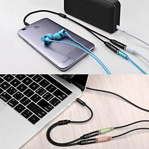 HOOMIL Headphone Splitter 3.5mm Jack Male to 2 Port 3.5mm Female Cable Audio Stereo Y Splitter for Earphone, Headset Splitter Adapter, Compatible for iPhone,Tablet and MP3 Players (Black, 33cm) - Thumbnail 7