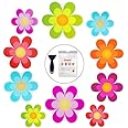 Secopad Bathtub Stickers Non-Slip, Safety Shower Treads Adhesive Bright Flowers Appliques with Premium Scraper