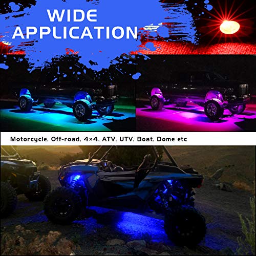RGB LED Rock Light Kit, Auto Power Plus Neon Led Lights Waterproof Bluetooth Strobe Lights Underglow RGB led lights for Truck SUV ATV Boat Motorcycle Off Road Jeep - 8 Pods - Thumbnail 6