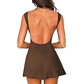 Lancifolium Backless Boat Neck Sleeveless Tank Sundress for Women Summer 2024 Cocktail Party Date Night Mini Dresses