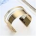 MXYZB Stainless Steel Smooth Hollow Hoop Open Ended Wide Cuff Bangle Bracelet (Gold)
