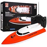 Remote Control Boat, 2.4GHz Remote Control Boat for Pool and Lakes, Electric RC Boat 180 Degree Auto Flip Recovery, High Speed Remote Boat Toys for Boys & Girls - Best Gifts for Adults & Kids