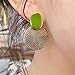 Ownsig Retro Big Drip Green Round Annual Ring Earrings Stud Carved Jewellery