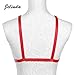 Women Hollow Out Strap Crop Top Harness Bra Elastic Cup-Less Cage Bra (073 Red)