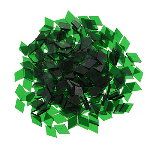 MagiDeal Triangle/Square/Rhombus Clear Glass Mosaic Tiles Tessera for Mosaic Making DIY Hobbies Art Crafts Supplies Various to Choose - green, 10mm x 10mm rhombus - Thumbnail 7