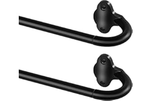 TVWOO Black French Door Curtain Rod:Small Sash Cafe Curtain Rod Adjustable 18-28 Inch Set of 2,Modern Drapery Pole for Door Windows,Telescopic Sash Pole for Kitchen,Doorway,Easy Install,Matte Black