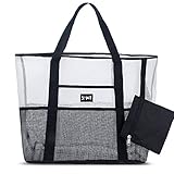 Mesh Beach Tote Bag Reusable Grocery Bags Utility Bag Collapsible Heavy Duty Shopping Bag