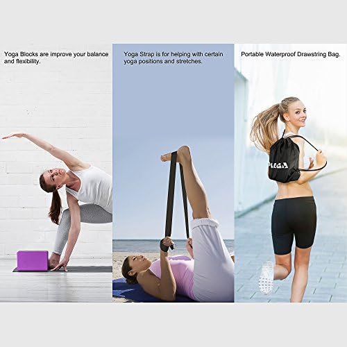 LOGAGA Yoga Block, High-Density EVA Foam Yoga Blocks (2 Pack) and Yoga Strap to Support &amp; Deepen Pose, Provide Balance &amp; Flexible - Ideal for Exercise, Pilates, Workout, Fitness &amp; Gym