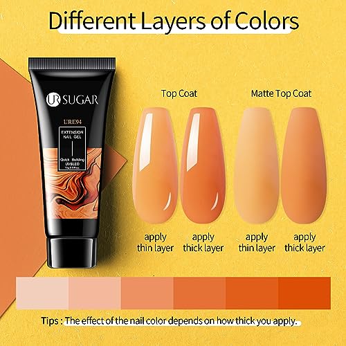 UR SUGAR Fall Winter Extension Gel Nail Set, 6 Colors Maple Pumpkin Burnt Orange Yellow Red Glitter Autumn Extension Nail Gel Polish Kit Halloween Thanksgiving Day Gift Box for Women - Image 6