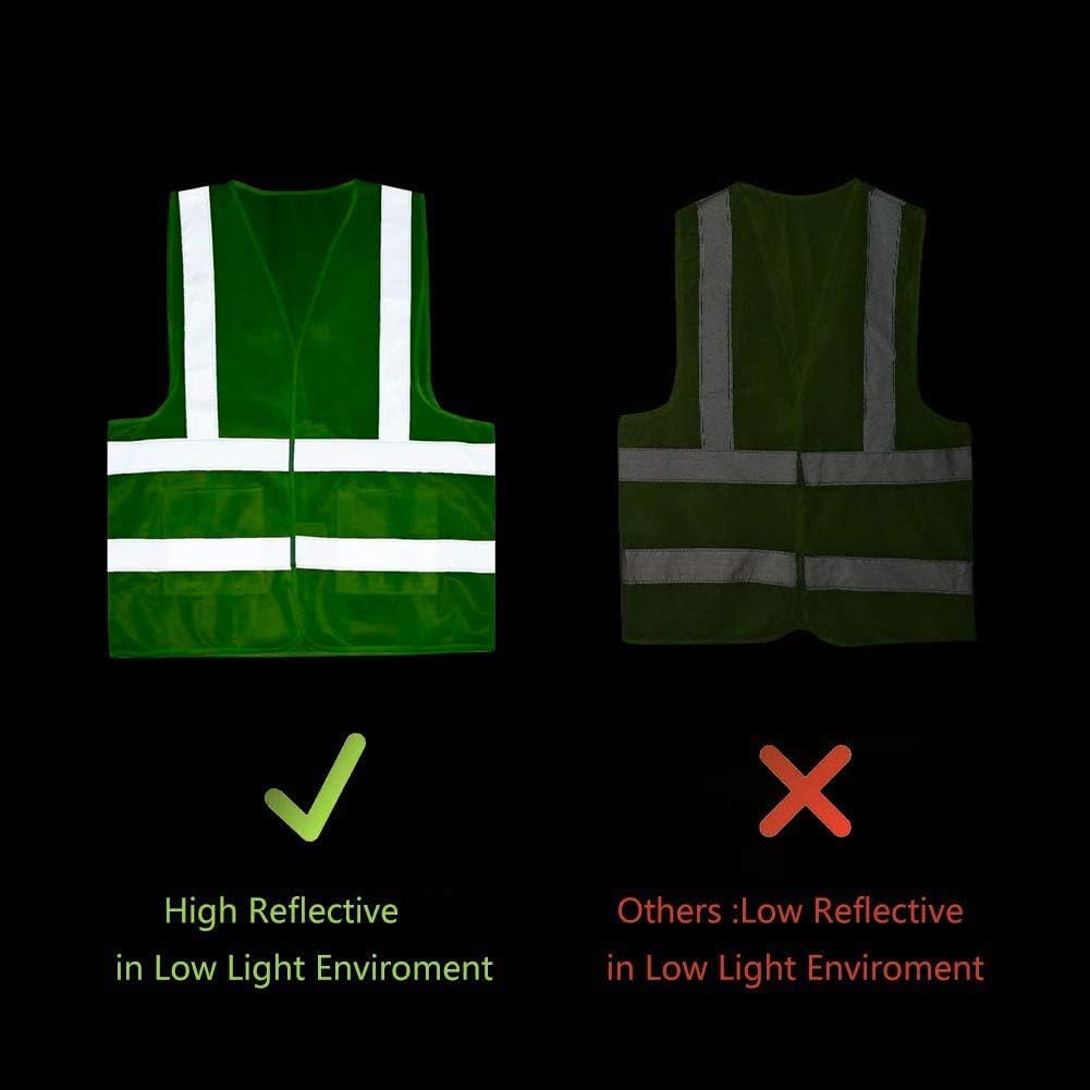 JSungo High Visibility Safety Vest 10 Pack, ANSI Class 2 Identification Security Vest with 2 Inch Reflective Silver Strip, Velcro Construction Vest for Night Running, Jogging, Cycling Walking (Yellow) - - 