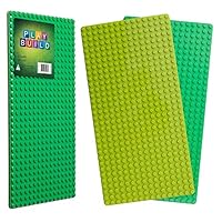 Play Build Baseplate Brick Set 2 Pieces 10 x 20 Inch Base Plates Compatible With Most Major Brands