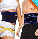 Runflory Waist Trimmer Belt Support Brace, Adjustable Lower Back Lumbar Support Straps - Weight Loss Ab Belt, Breathable Stomach Wrap Waist Trainer Cincher Girdle for Men & Women - Blue & Black