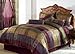 Chezmoi Collection 7 Pieces Multi Color Gitano Jacquard Patchwork Comforter Set Full or Double Size