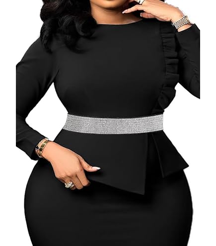 Abien Plus Size Rhinestone Belt for Women Black Rhinestone Stretch Belt Crystal Waist Belt for Dresses at Amazon Women's Clothing store