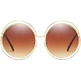 Dollger Metal Double Circle Wire Frame Oversized Round Sunglasses for Women