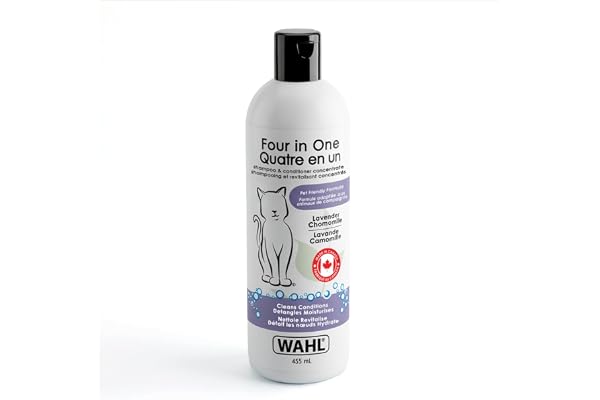 Wahl Four in One Cat Shampoo & Conditioner Concentrate - 455 ml - Model 58347, Cleans & Conditions
