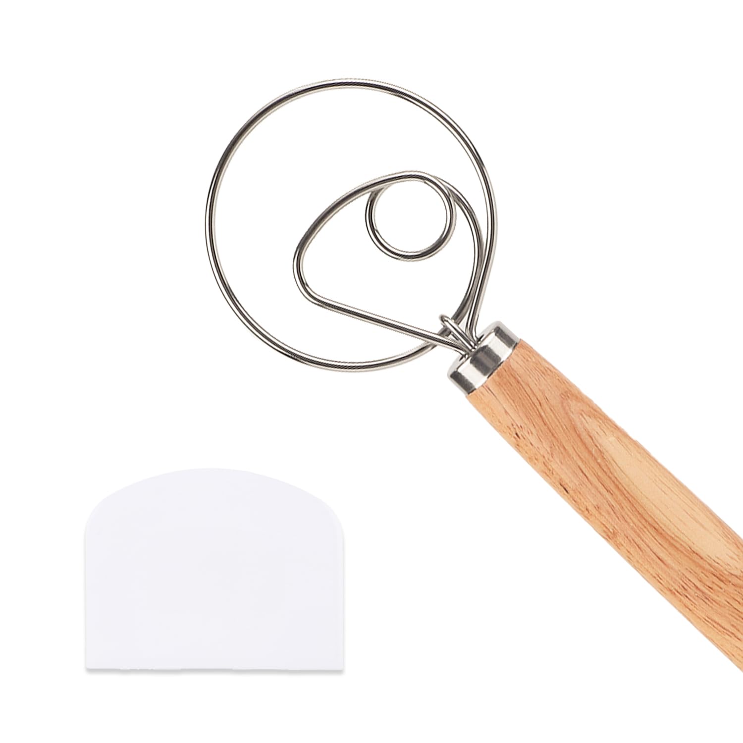 Danish Dough Whisk and Scraper, 13in Dutch Style