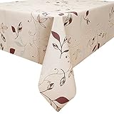 Fancy-fix Tablecloth Heavy Weight Picnic Vinyl Table Linens Oil-proof/ Water-proof/Mildew-proof Vinyl Green Leaves Rectangular Waterproof Tablecloth 54 x 78-inch