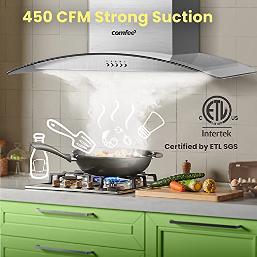 Comfee CVG30W8AST 30 Inches Ducted Wall Mount Vent Range Hood with 450