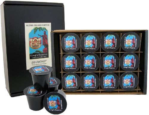 12 Kona-One-Cups, Medium Roast Diamond, Kings Reserve, Kona Hawaiian Blend Coffee