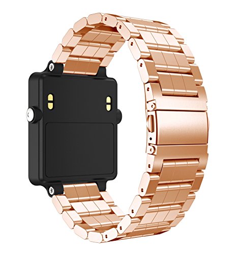 Garmin Vivoactive Acetate Watch Band, MoreToys Stainless Steel Replacement Wristband Bracelet Strap for Garmin Vivoactive Acetate Sports GPS Smart Watch (Rose Gold)