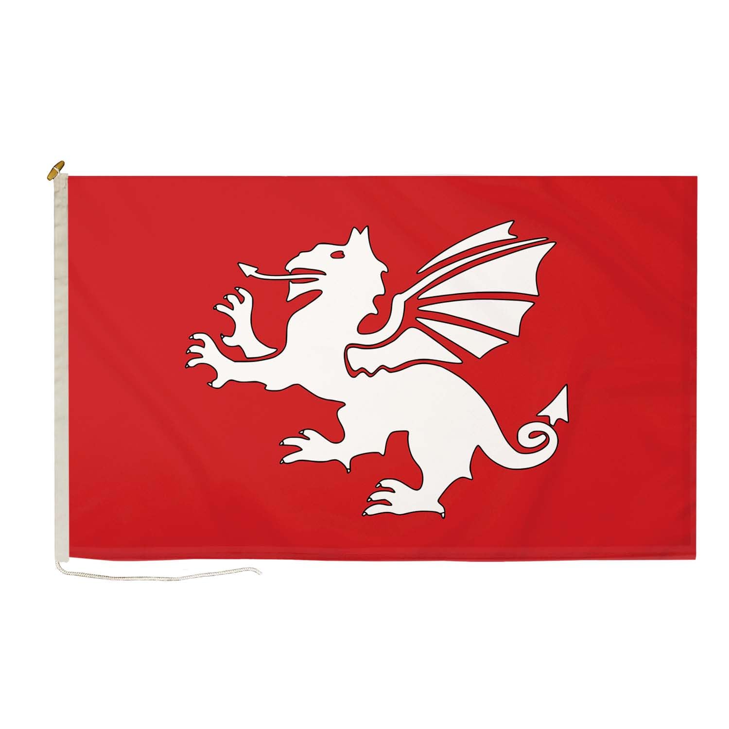 DuraFlag English White Dragon (C) 5ft x 3ft with Rope and Toggled - Premium Quality 5x3 Flags — image 1