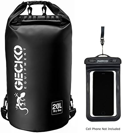 Dry Bag - Waterproof Roll Top Dry Compression Sack Designed to Keep Your Gear Dry. Include Phone Dry Bag. Perfect for Kayaking, Boating, Canoeing, Fishing, Rafting, Beach and Camping (Black 20L)