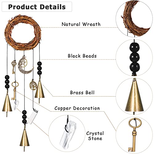 Jetec 2 Pieces Witch Bells Protection Door Hangers Witch Wind Chimes