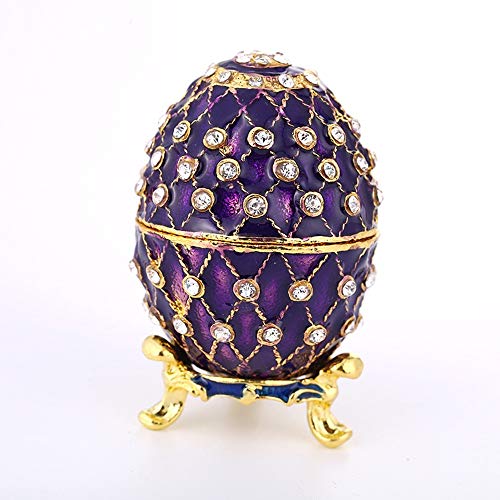 MQW Easter Egg Jewelry Box Diamond Creative Home Decoration Living Room Office Painted Enamel Metal Craft Gift 4 7CM Delicate and Beautiful