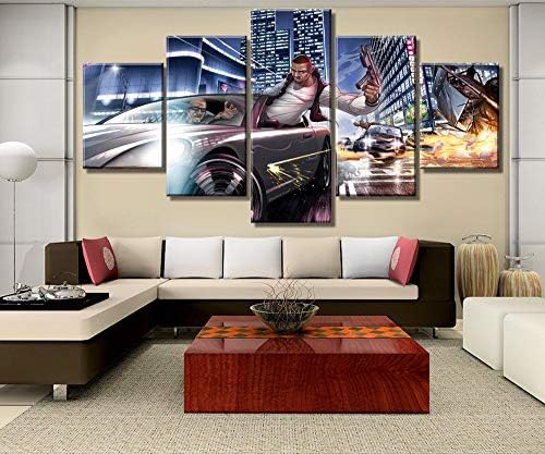 MIYCOLOR 5 Piece Canvas Art Gta Iv Game Poster Modern Decorative Paintings On Canvas Wall Art For Home Decorations Wall Decor Artwork,20X35 20X45 20X55