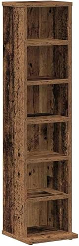 vidaXL CD Cabinet Old Wood 21x20x88 cm Engineered Wood Storage Shelf view 1
