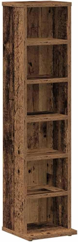 vidaXL CD Cabinet Old Wood 21x20x88 cm Engineered Wood Storage Shelf