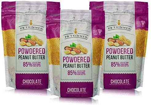 PB Trimmed All Natural & Kosher Premium Powdered Peanut Butter from Real Roasted Pressed Peanuts, Good Source of Protein - VALUE PACK (Chocolate, 1 lb 3-Pack))