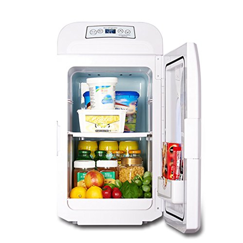 Click Here to See More Images YI HOME- Trolley-Mounted Car Refrigerator White Mini Dual-Core Fast Cooling Heating Home Freezing Small Electronic Fridge 35L