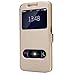Galaxy S6 Case, EnGive Premium Slim Flip Imitation Leather Cover for Samsung Galaxy S6 G920 (Gold)