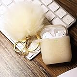 Airpods Case - Filoto Airpods Silicone Glitter Cute Case Cover with Pompom/Keychain/Strap for Apple Airpods 2&1, 2019 Newest 360&deg; Protective Air Pods Charging Case Cover (Gold)