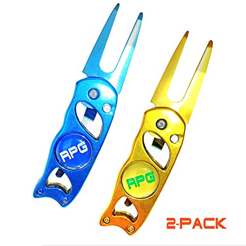 2-Pack RPG Stainless Steel Switchblade Divot Tool (BLUE AND GOLD)