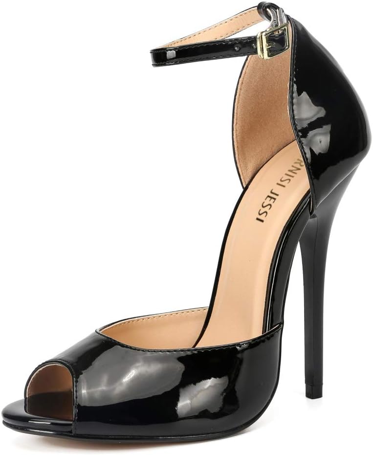 MAIERNISI JESSI Unisex Men's Women's Peep Toe Stiletto High Heels Ankle Strap Sandals