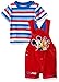 Disney Baby Boys' 2 Piece Mickey Mouse Shortall Set, Red, 3/6m