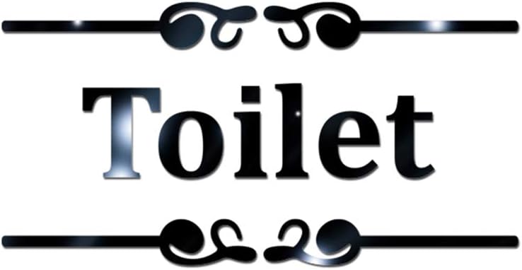 Toilet Sign English Sign Creative Acrylic Wall Sticker for Bathroom